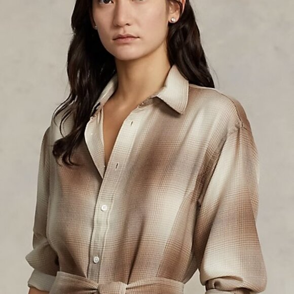 Plaid Belted Wool Shirt Dress - Picture 13 of 14